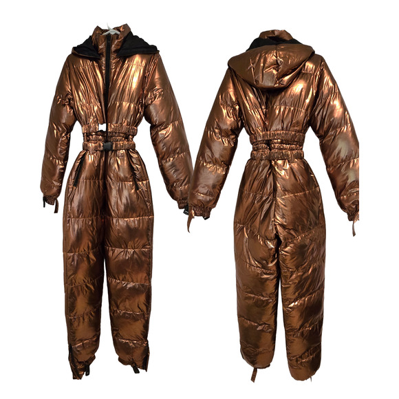 NWT Nichole Lynel NL The Label Metallic Copper Puffer Belted Snow Suit-Size L - Picture 4 of 15